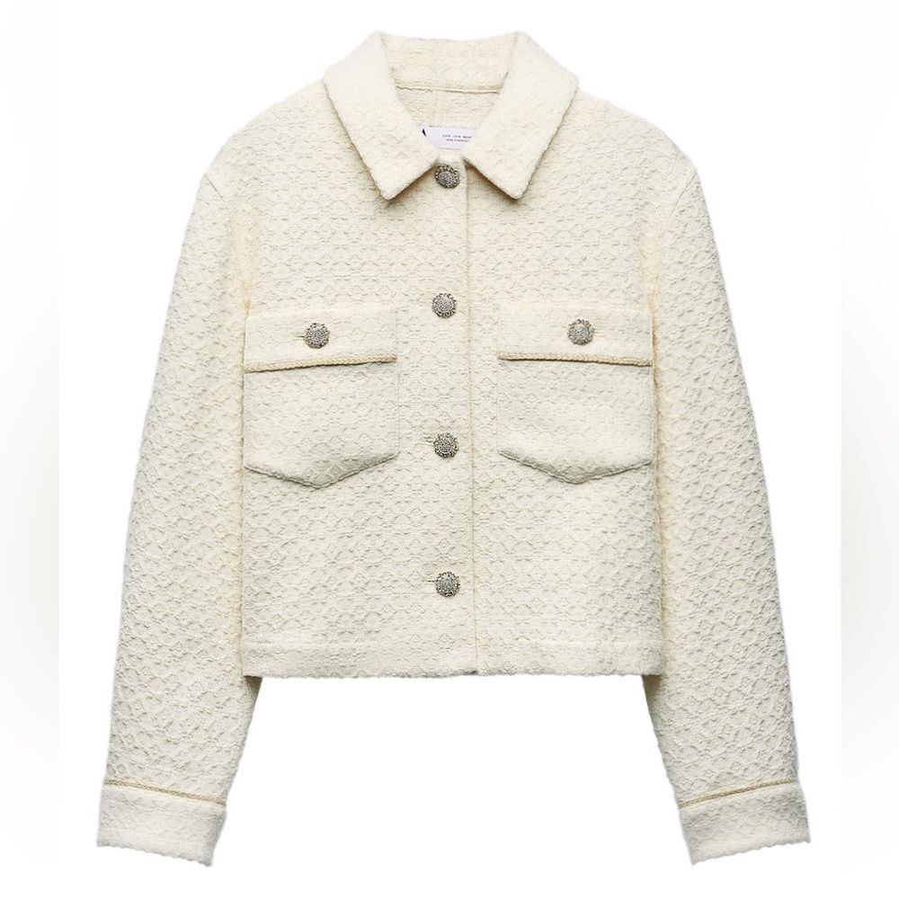 ZARA JEWEL BUTTON CROPPED JACKET